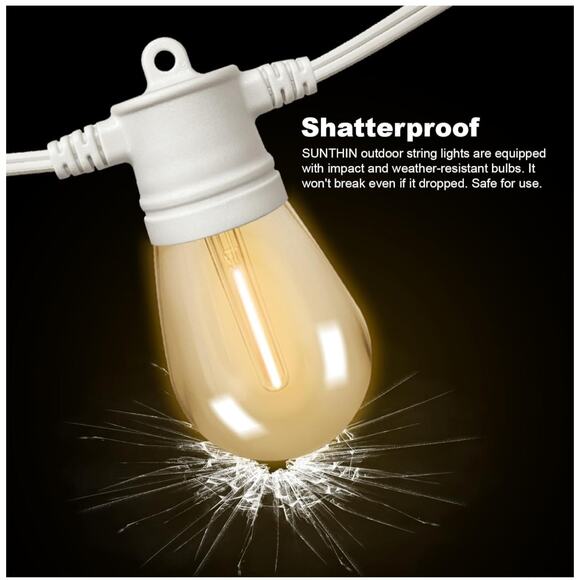 Sunthin Outdoor Patio Garden White String LED Shatterproof Lights - Picture 4 of 9